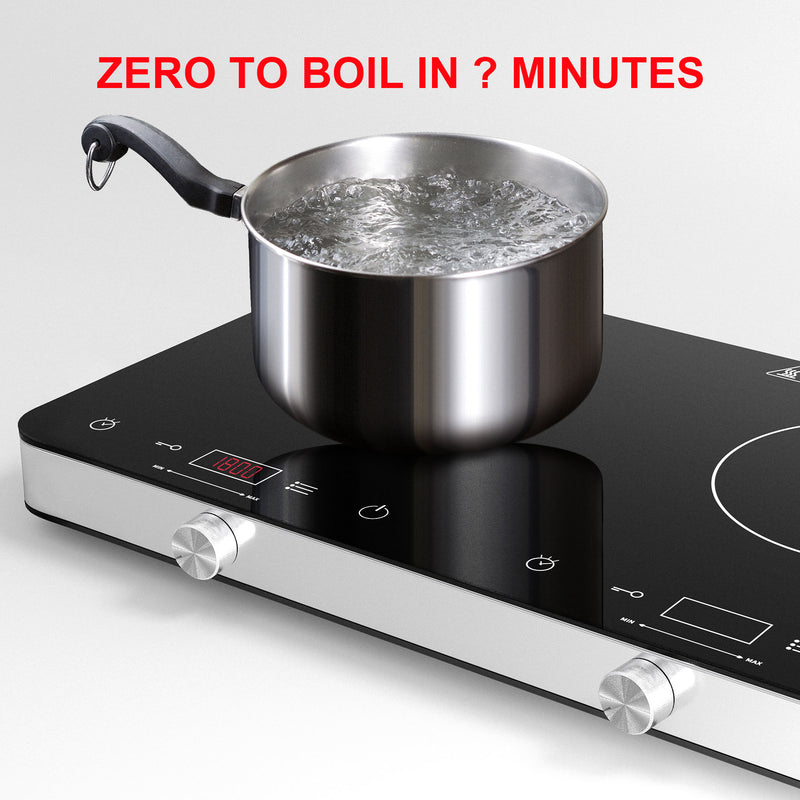 1800W 120V Portable Double Burner Electric Induction Cooktop w/Knobs (Used)