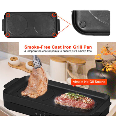 COOKTRON 1800W 230V Portable Double Burner Electric Induction Cooktop w/Griddle - VMInnovations