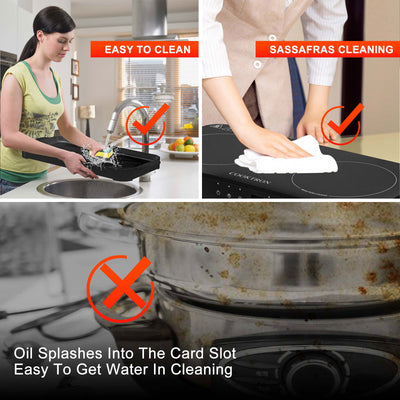 COOKTRON 1800W 230V Portable Double Burner Electric Induction Cooktop w/Griddle (For Parts)