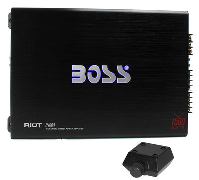 NEW BOSS R4004 1600W 4-Channel RIOT Car Audio Power Amplifier Amp +  Sub Remote