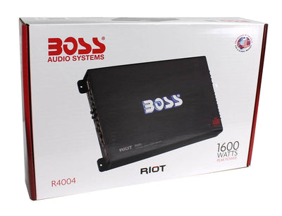 NEW BOSS R4004 1600W 4-Channel RIOT Car Audio Power Amplifier Amp +  Sub Remote