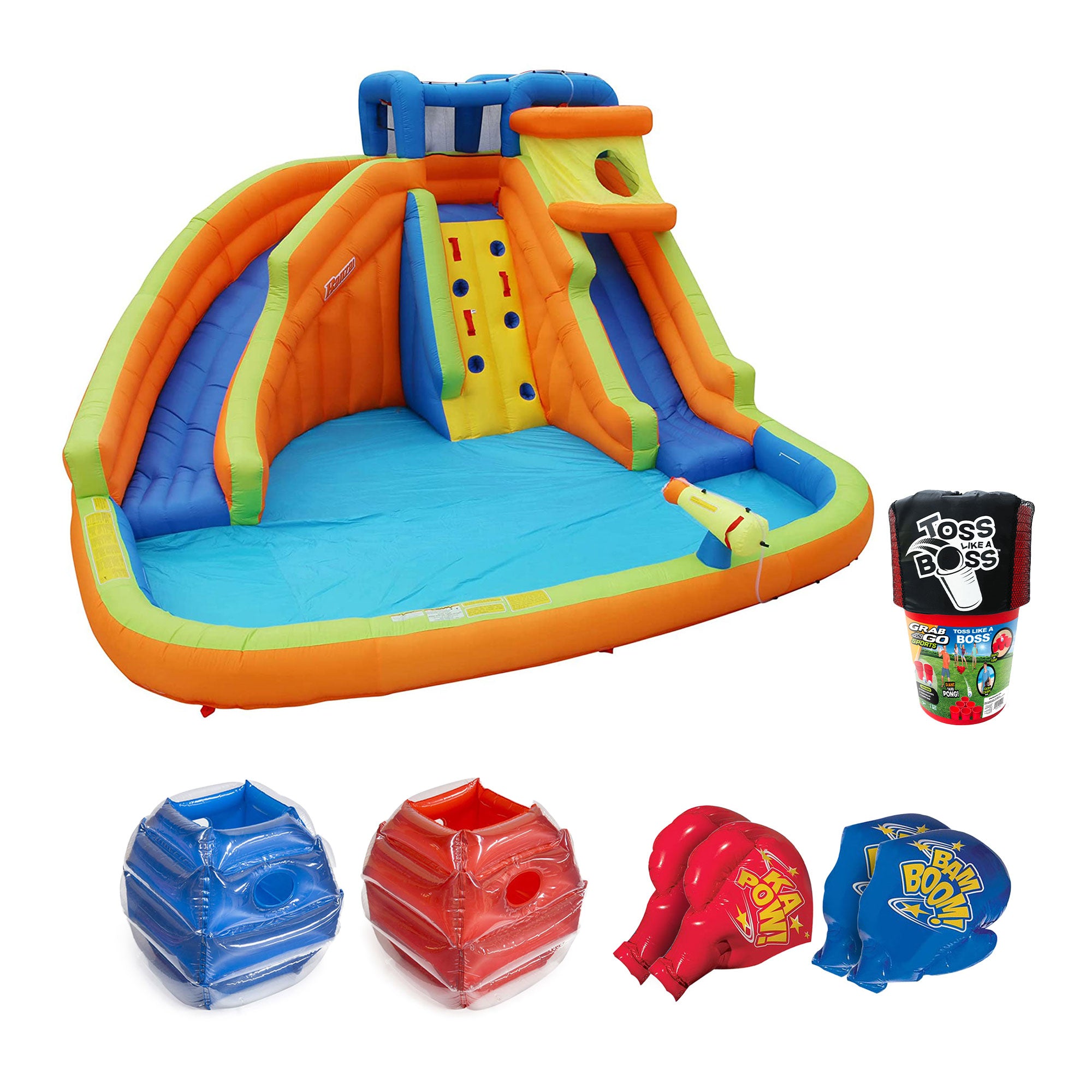 Banzai Summer Fun Pack with Water Park, Jumbo Lawn Pong, & Battle Bop Combo Set