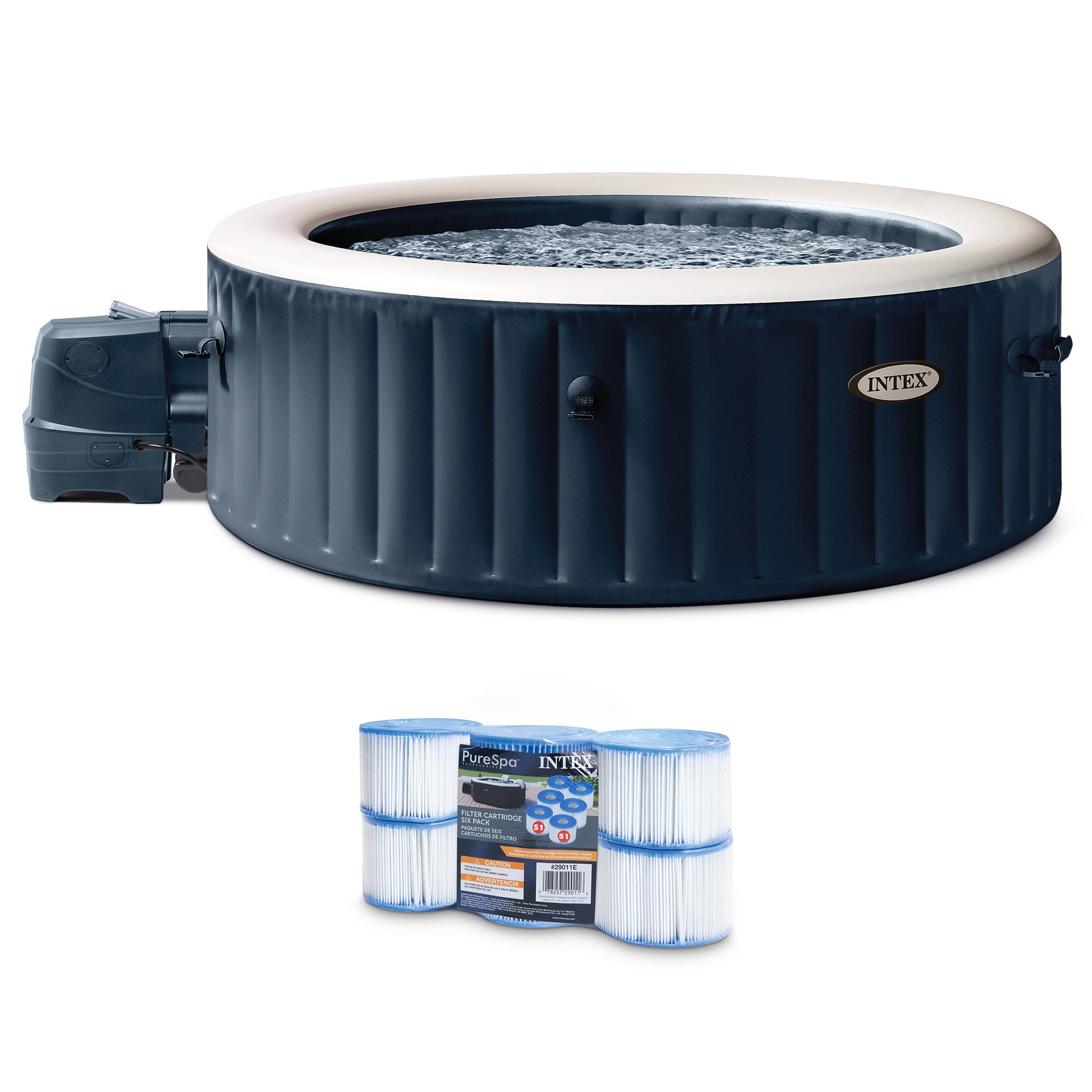 Intex PureSpa Plus Portable Inflatable Spa & Type S1 Filter Cartridges (6 Pack) - VMInnovations