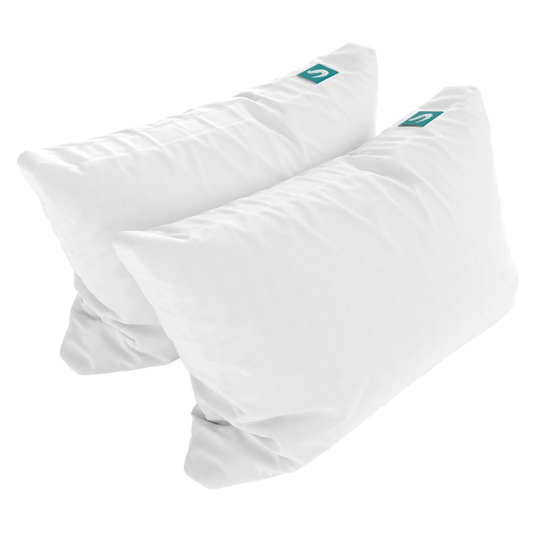 Sleepgram Bed Support Sleeping Pillow with Cover, Queen Size, White (2 Pack)