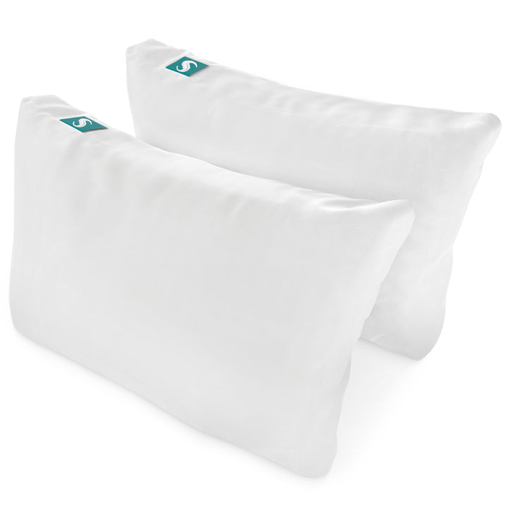 Sleepgram Bed Support Sleeping Pillow with Cover, Queen Size, White (2 Pack)