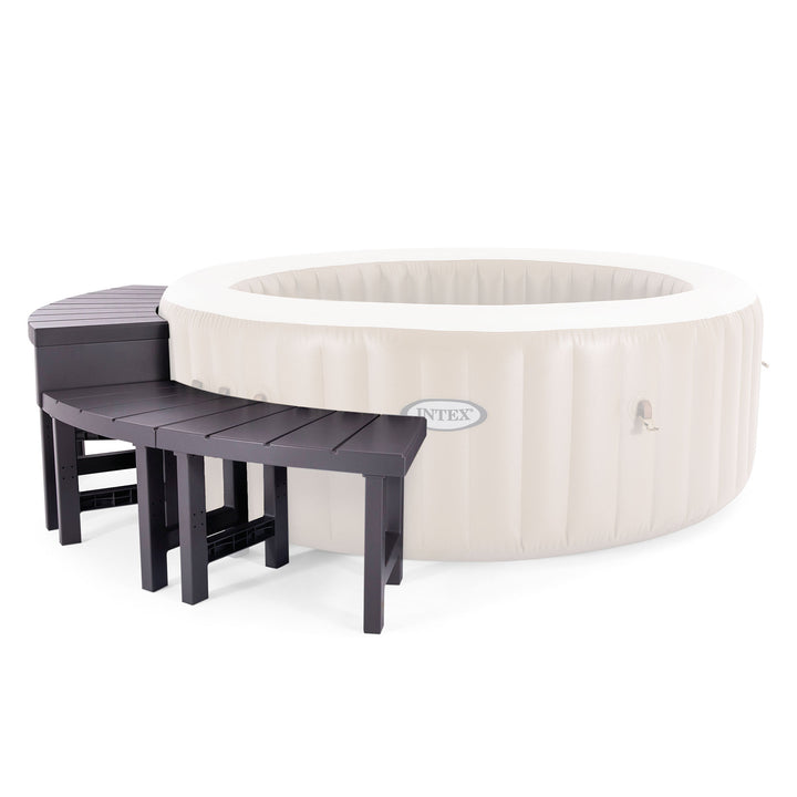 Intex PureSpa Plus Portable Inflatable Jet Spa & Medium PureSpa Benches (2 Pack)