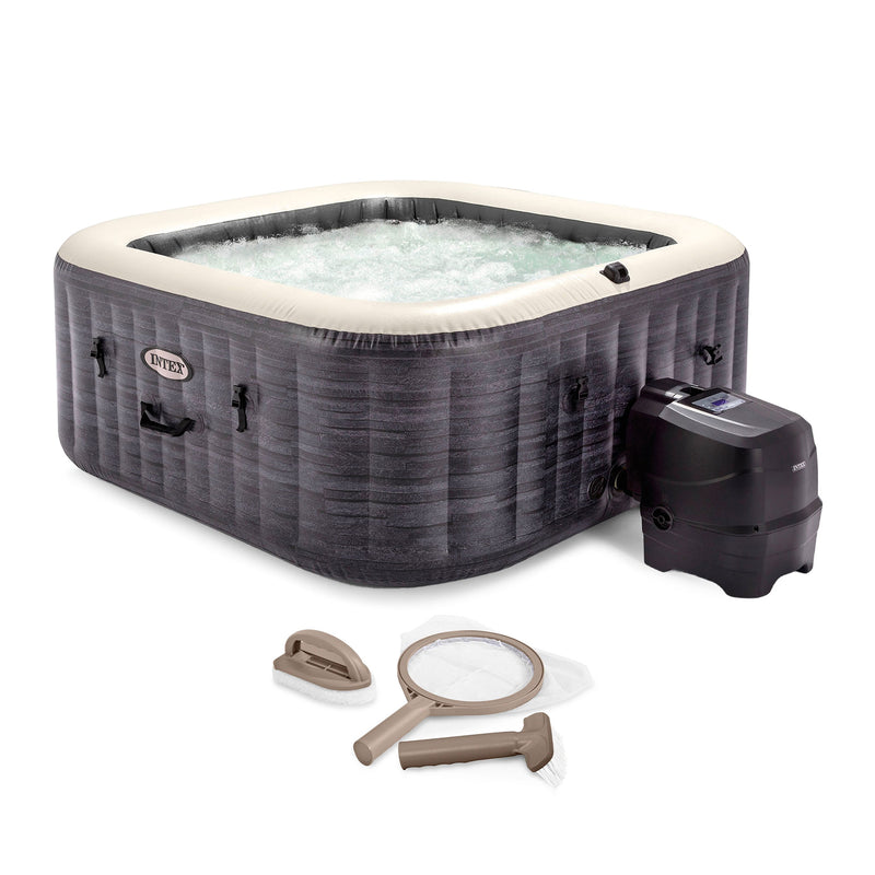 Intex PureSpa Plus Inflatable Square Hot Tub Spa with Maintenance Accessory Kit