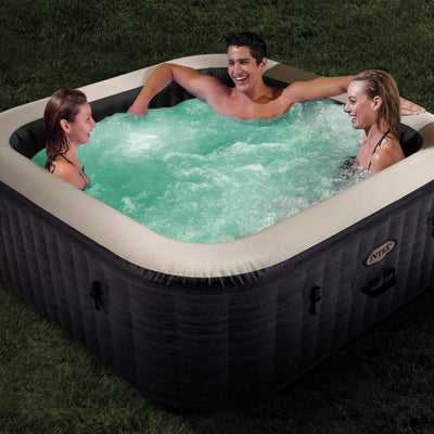 Intex PureSpa Plus Inflatable Square Hot Tub Spa with Tablet & Phone Tray, White