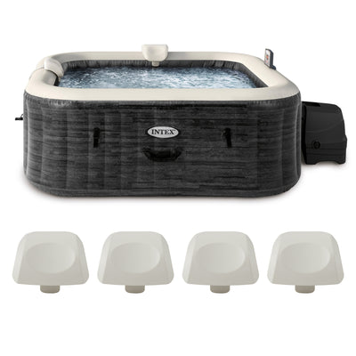 INTEX PureSpa Plus Inflatable Square Hot Tub & Cushioned Pillow, White (4 Pack) - VMInnovations