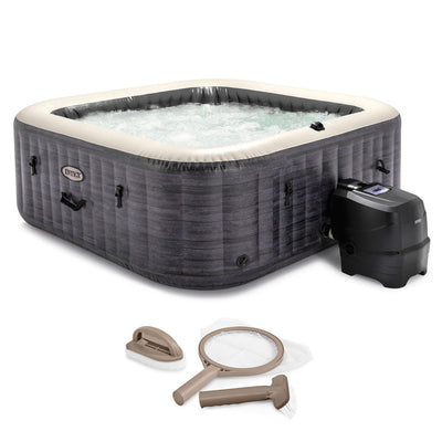 Intex PureSpa Plus Inflatable Square Hot Tub Spa with Maintenance Accessory Kit