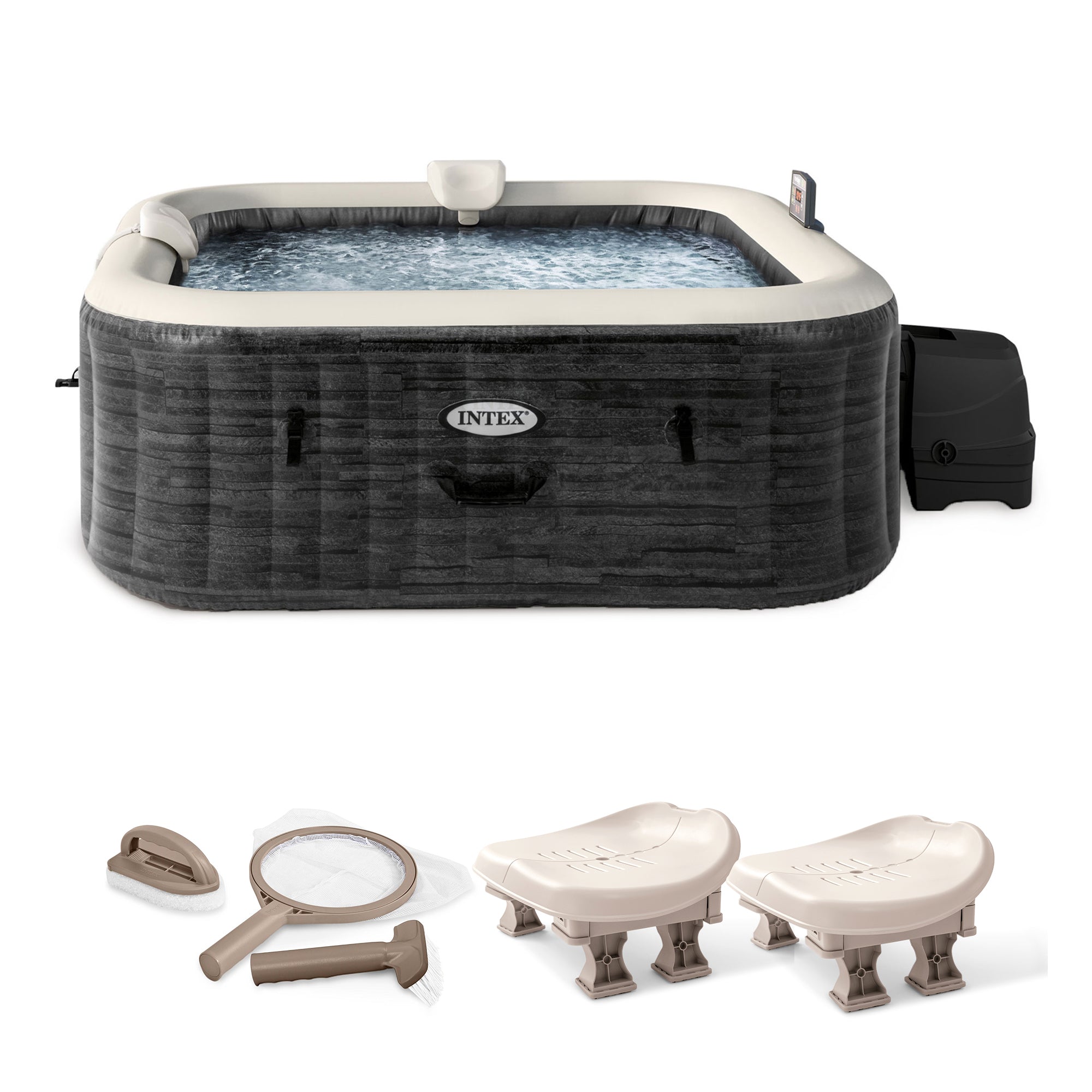 Intex PureSpa Plus Inflatable Spa, Maintenance Kit, & Removable Seat (2 Pack)