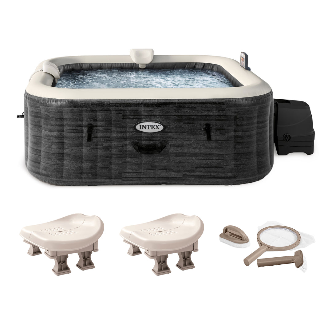 Intex PureSpa Plus Inflatable Spa, Maintenance Kit, & Removable Seat (2 Pack)