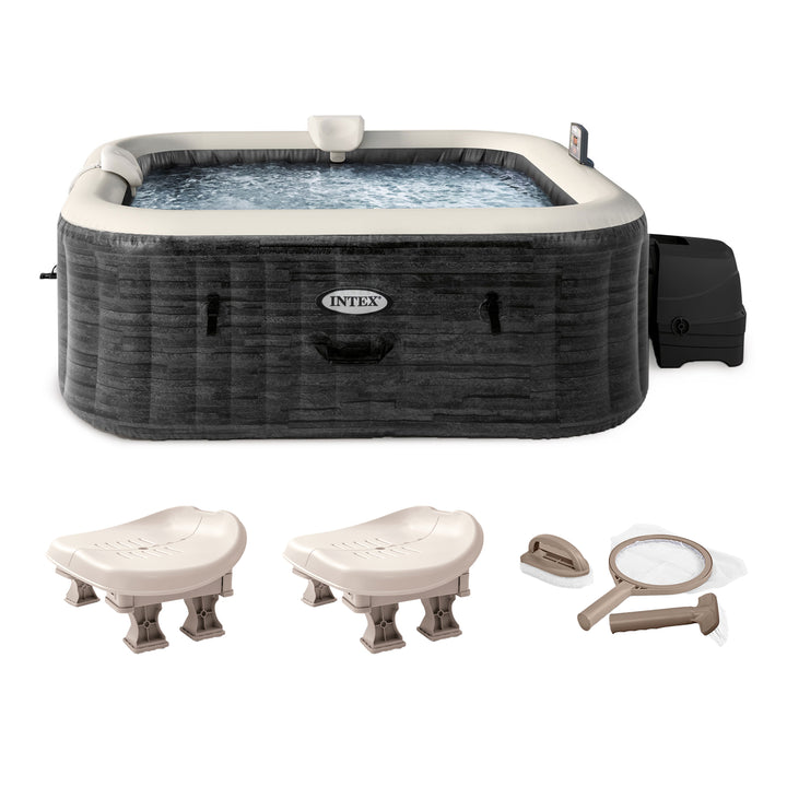 Intex PureSpa Plus Inflatable Spa, Maintenance Kit, & Removable Seat (2 Pack)