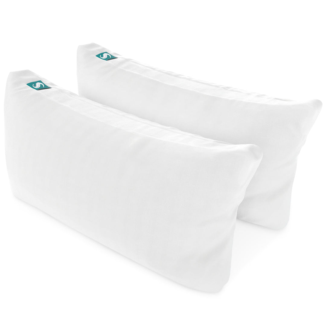 Sleepgram Bed Support Sleeping Pillow with Cover, King Size, White (2 Pack)