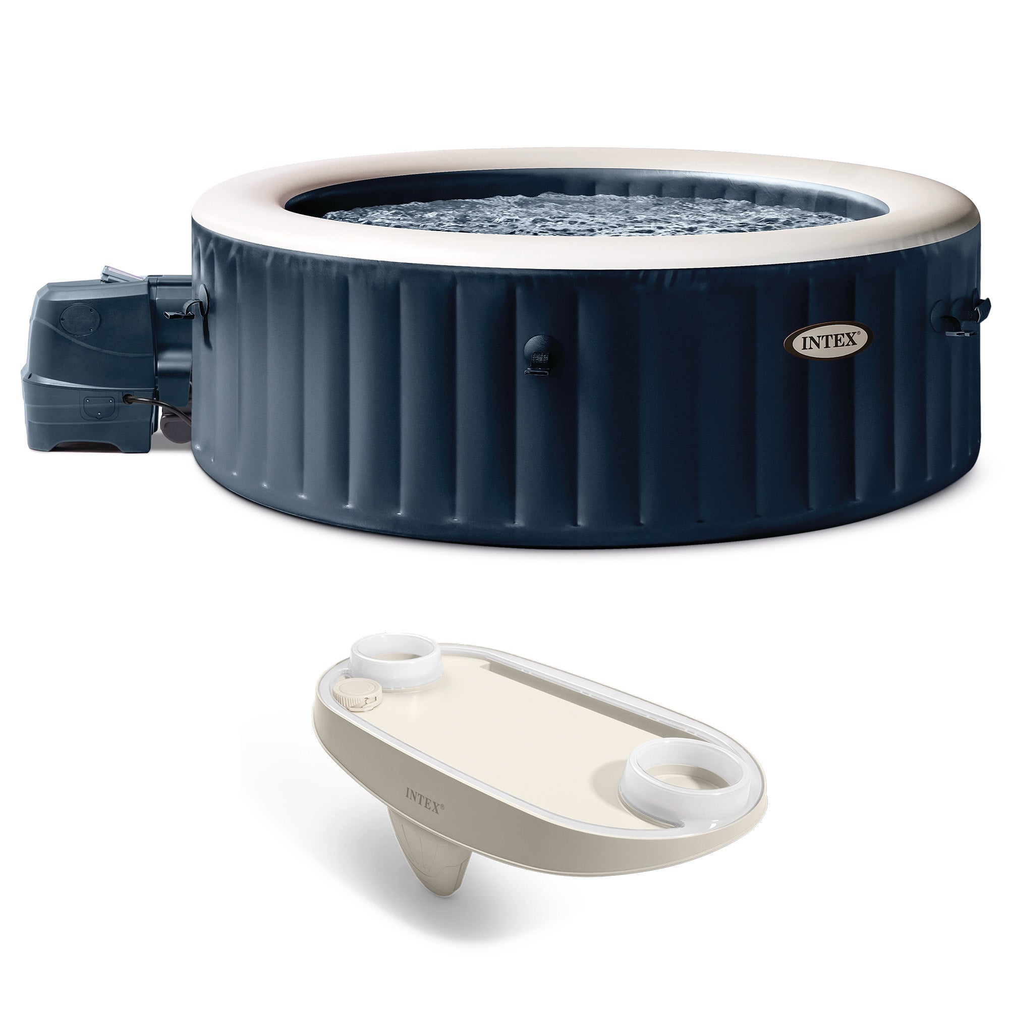 Intex PureSpa Plus Portable Inflatable Hot Tub, 77 x 28", with Phone Spa Tray - VMInnovations