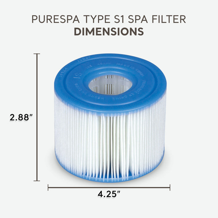 Intex PureSpa Plus Greystone Hot Tub, 94x28", with S1 Filter Cartridge 6-Pack