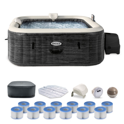 Intex PureSpa Plus Greystone Hot Tub, 94 x 28", w/ S1 Filter Cartridge (12 Pack) - VMInnovations