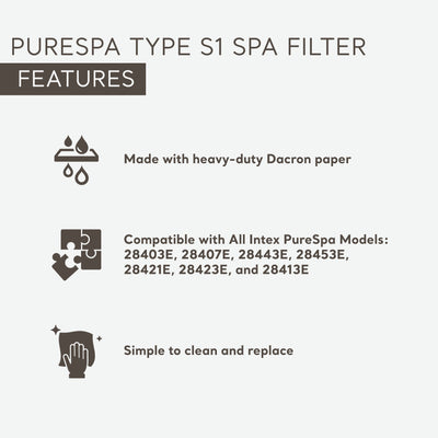 Intex PureSpa Plus Greystone Hot Tub, 94 x 28", w/ S1 Filter Cartridge (12 Pack) - VMInnovations