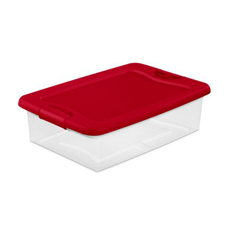 Sterilite 32 Qt Under Bed Latching Storage Container w/ Hinged Lid, Red (6 Pack)