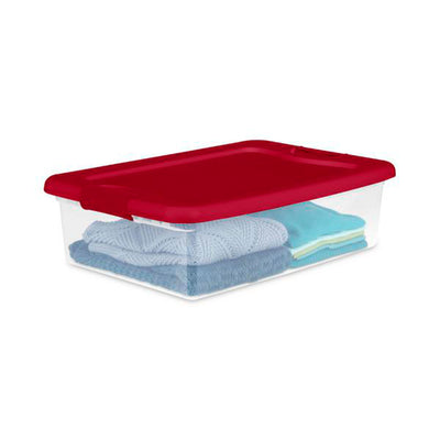 Sterilite 32 Qt Under Bed Latching Storage Container w/ Hinged Lid, Red (6 Pack)