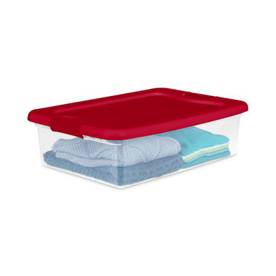 Sterilite 32 Qt Under Bed Latching Storage Container w/ Hinge Lid, Red (24 Pack) - VMInnovations