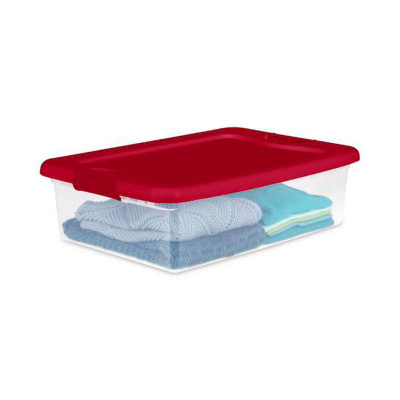 Sterilite 32 Qt Under Bed Latching Storage Container w/ Hinged Lid, Red (6 Pack)