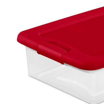 Sterilite 32 Qt Under Bed Latching Storage Container w/ Hinged Lid, Red (6 Pack)