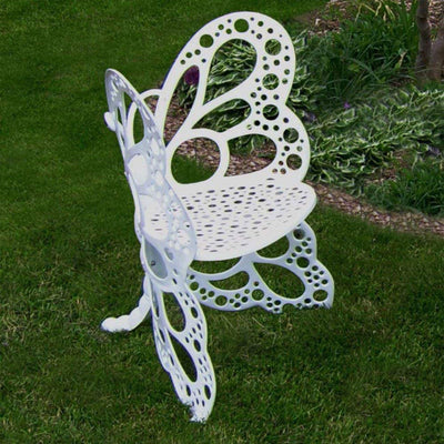 Flower House Indoor Outdoor Metal Butterfly Chair for Patio and Garden, White