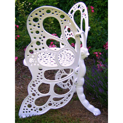 Flower House Indoor Outdoor Metal Butterfly Chair for Patio and Garden, White