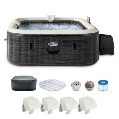 Intex PureSpa Plus Greystone Inflatable Hot Tub, 94x28", with 4 Headrest Pillows - VMInnovations