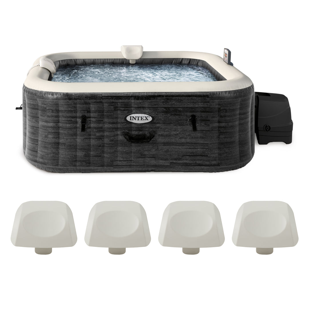Intex PureSpa Plus Greystone Inflatable Hot Tub, 94x28", with 4 Headrest Pillows