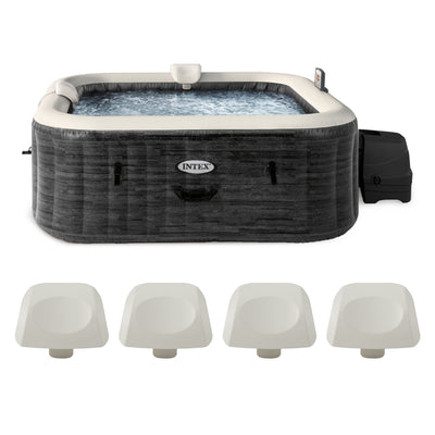 Intex PureSpa Plus Greystone Inflatable Hot Tub, 94x28", with 4 Headrest Pillows - VMInnovations