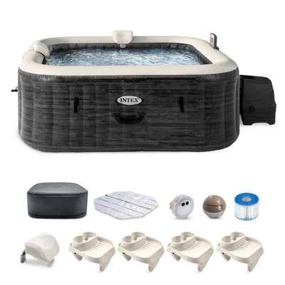 Intex PureSpa Plus Greystone Inflatable Hot Tub, 94 x 28", w/ Cup Holder 4-Pack - VMInnovations
