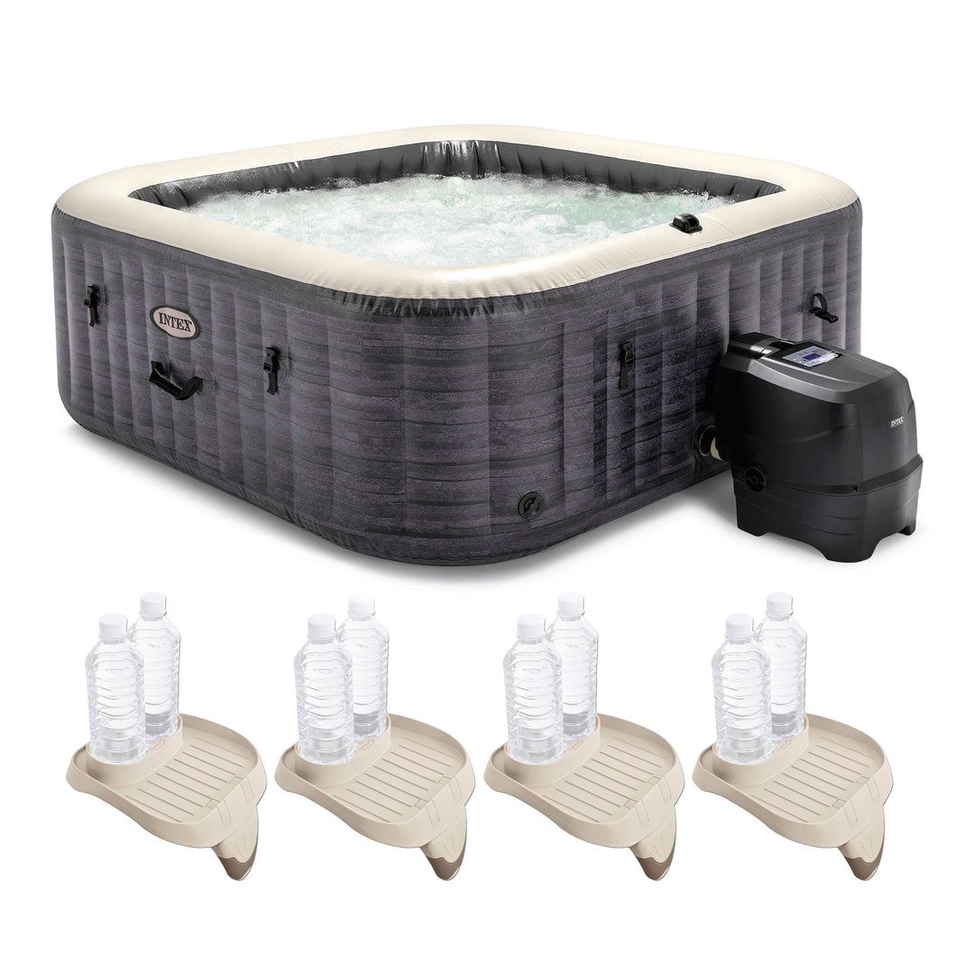 Intex PureSpa Plus Greystone Inflatable Hot Tub, 94 x 28", w/ Cup Holder 4-Pack