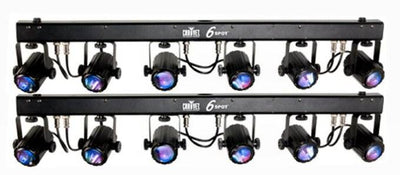 (2) CHAUVET 6SPOT 6 SPOT LED Dance Effect Stage Lights Bar Systems w/ Travel Bag