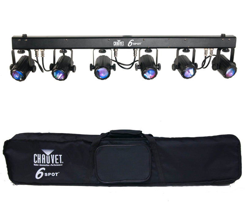 (2) CHAUVET 6SPOT 6 SPOT LED Dance Effect Stage Lights Bar Systems w/ Travel Bag
