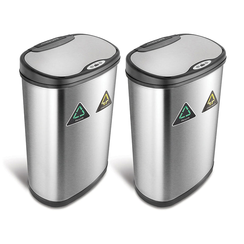Ninestars Touchless Infrared Motion Sensor 13 Gal Trash & Recycle Can (2 Pack)