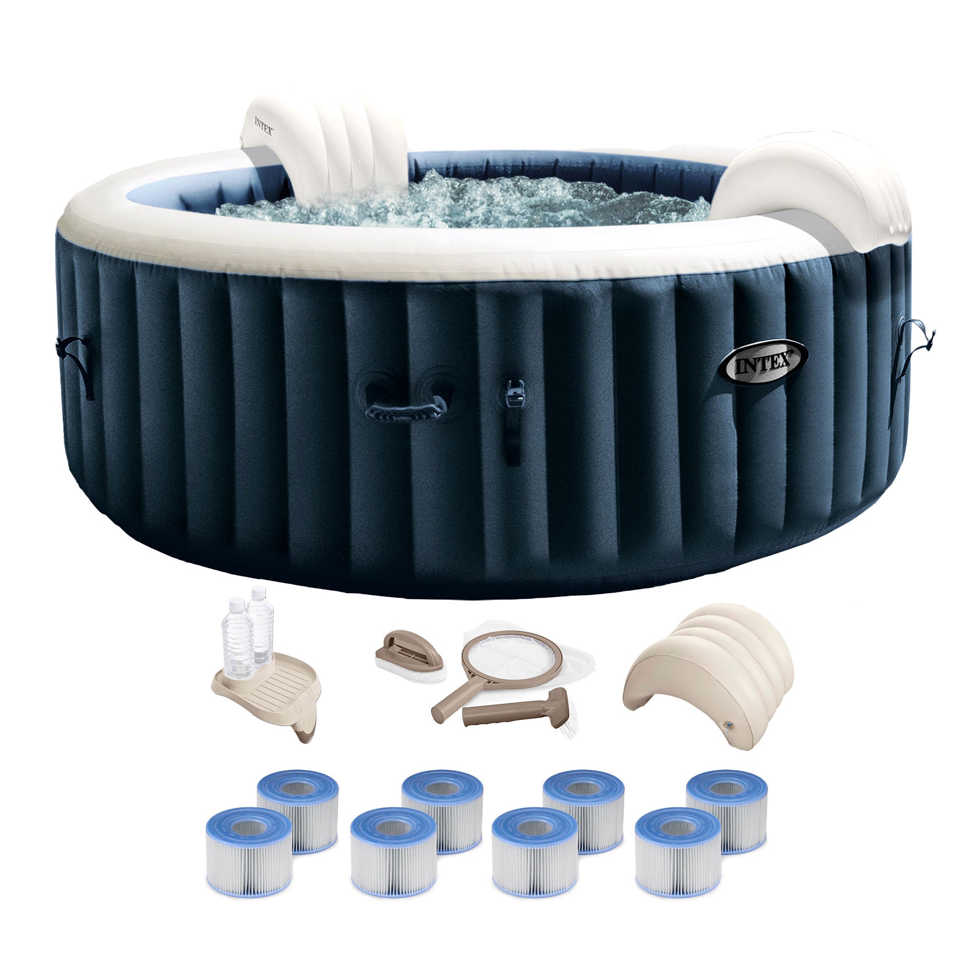Intex PureSpa Plus Inflatable Portable Bubble Jet Spa Hot Tub with Deluxe Bundle - VMInnovations