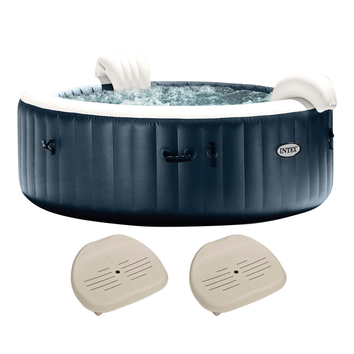 Intex PureSpa Plus Inflatable Bubble Jet Hot Tub & Slip Resistant Seat (2 Pack)