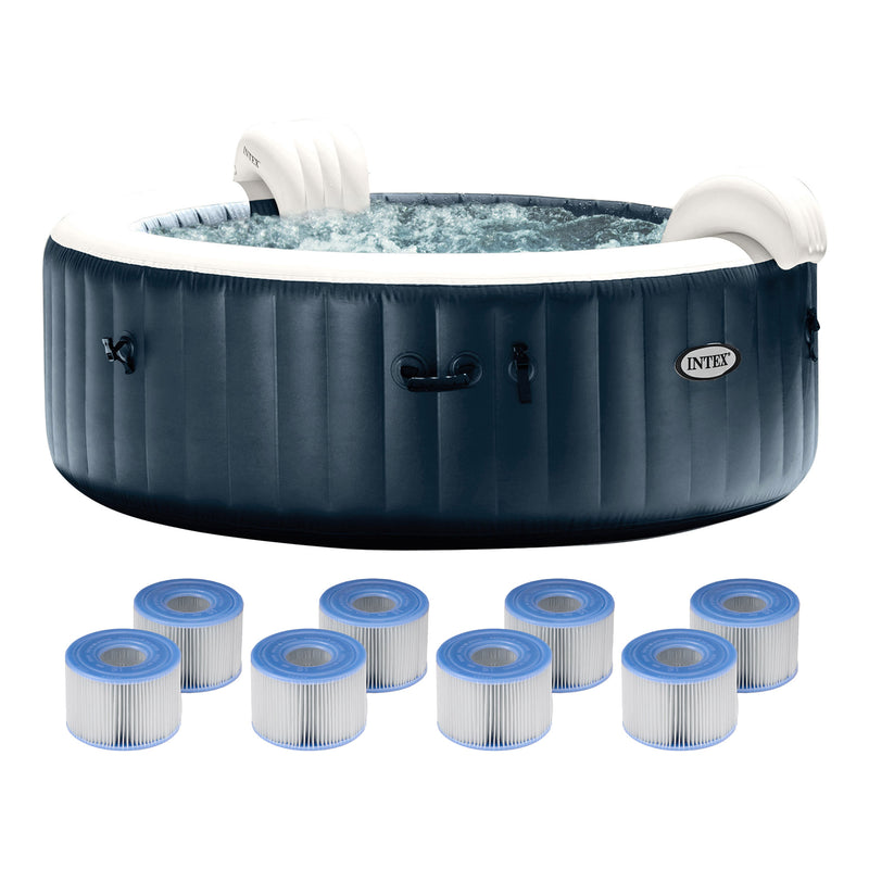 Intex PureSpa Plus Inflatable Bubble Jet Hot Tub & Replacement Filters (6 Pack)