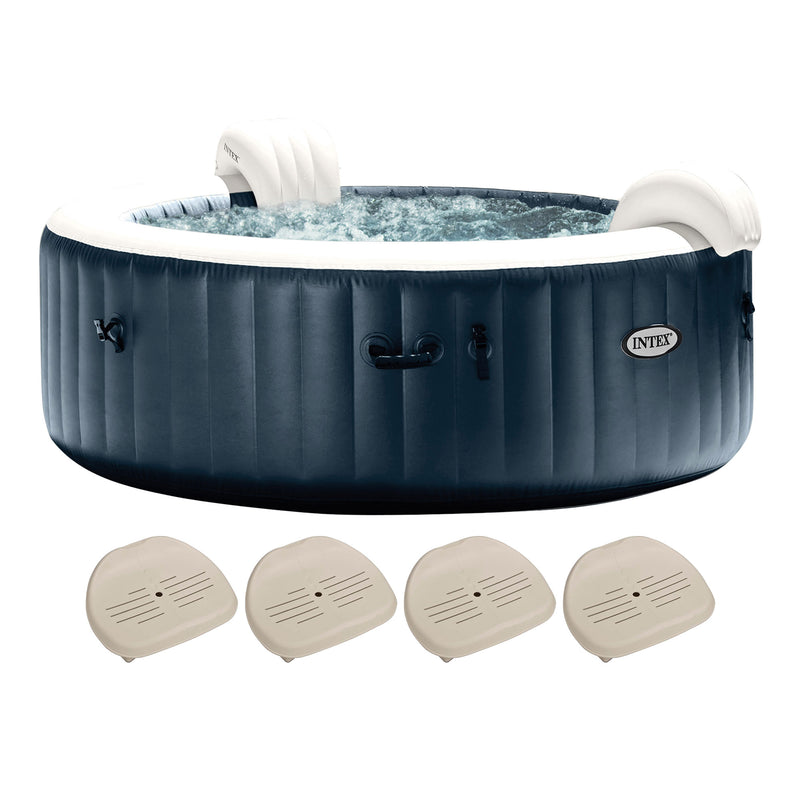 Intex PureSpa Plus Inflatable Bubble Jet Hot Tub & Slip Resistant Seat (4 Pack)