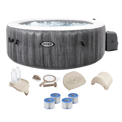 Intex PureSpa Plus Inflatable Portable Bubble Jet Spa Hot Tub with Deluxe Bundle