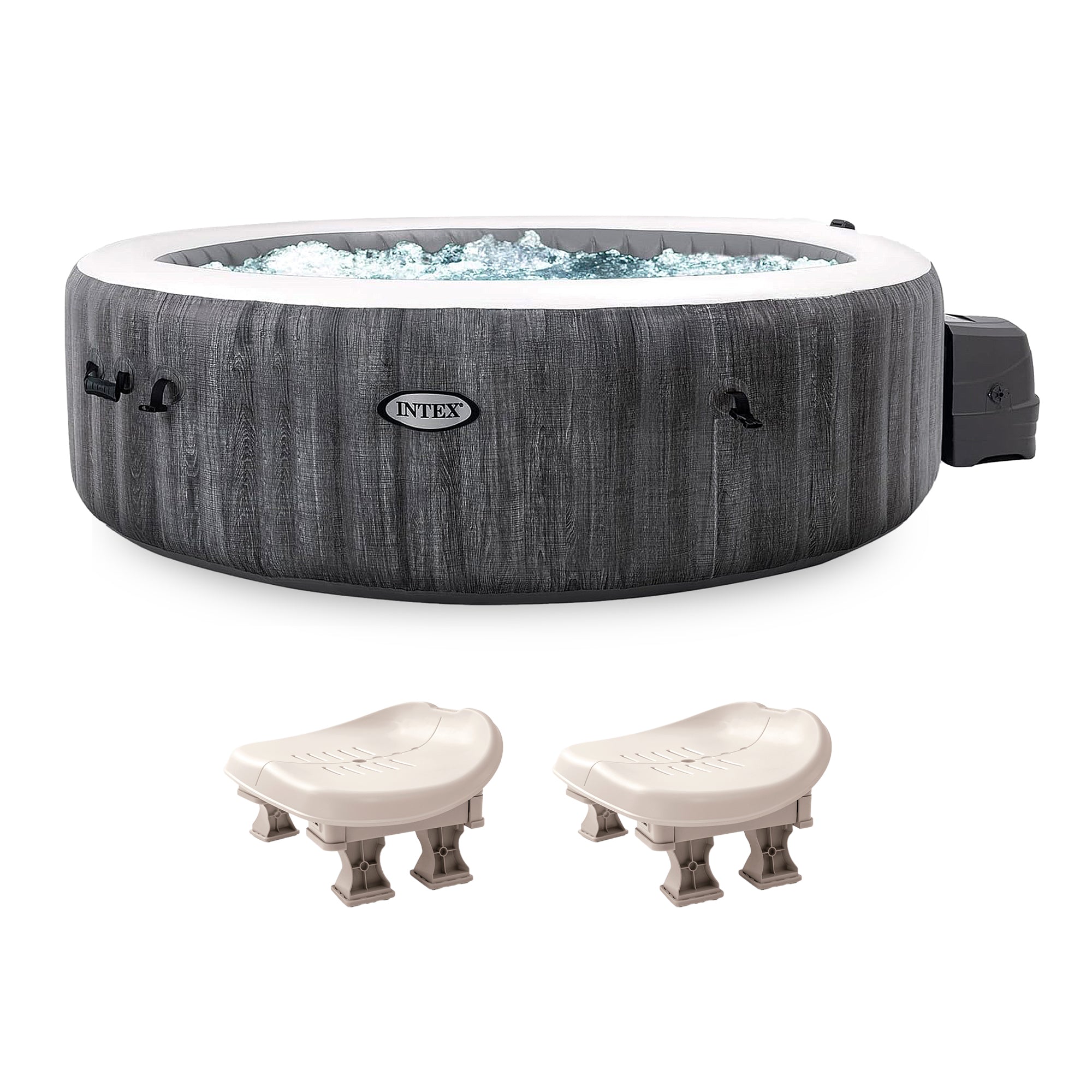 Intex PureSpa Plus Inflatable Bubble Jet Hot Tub with Non-Slip Seats, (2 Pack) - VMInnovations