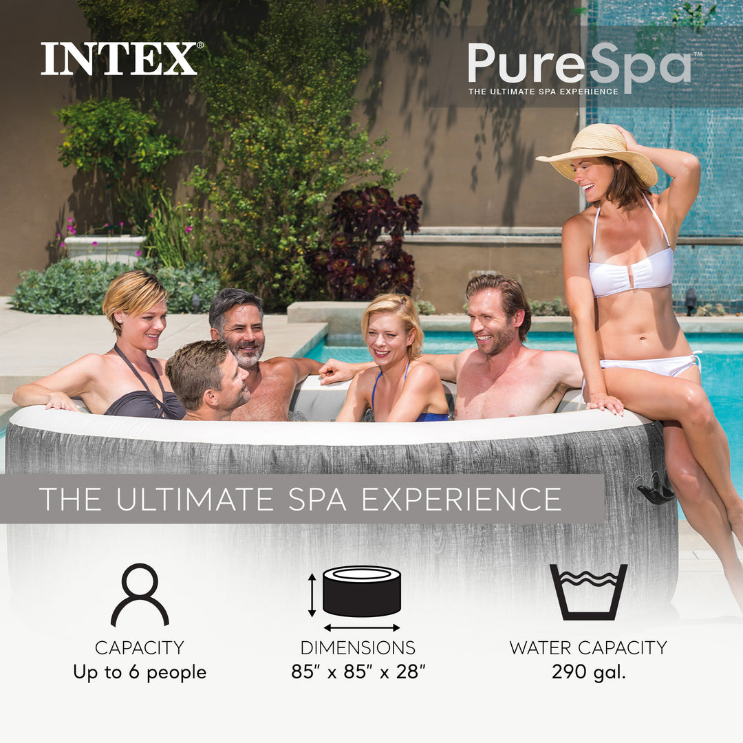 Intex PureSpa Plus Inflatable Bubble Jet Hot Tub & Replacement Filters (8 Pack)