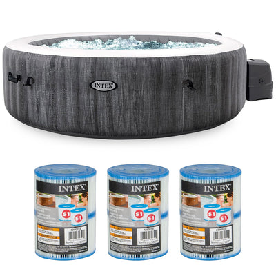 Intex PureSpa Plus Inflatable Bubble Jet Hot Tub & Replacement Filters (8 Pack) - VMInnovations