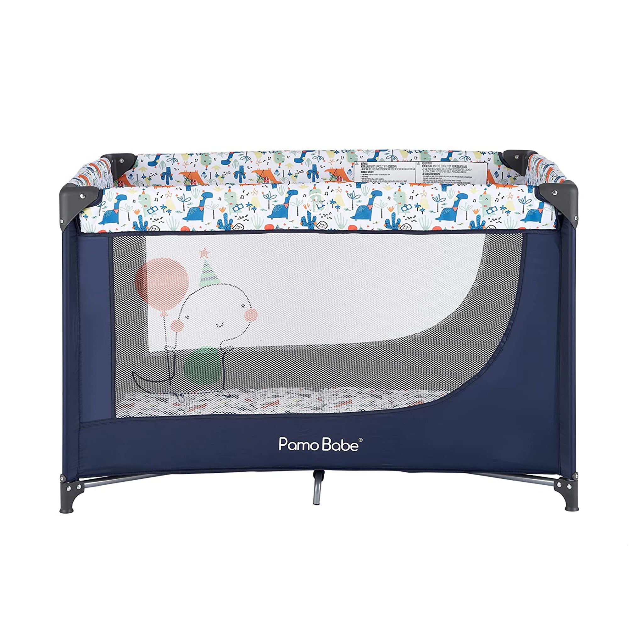 Pamo Babe Portable Enclosed Baby Playpen Crib with Mattress and Carry Bag, Blue - VMInnovations