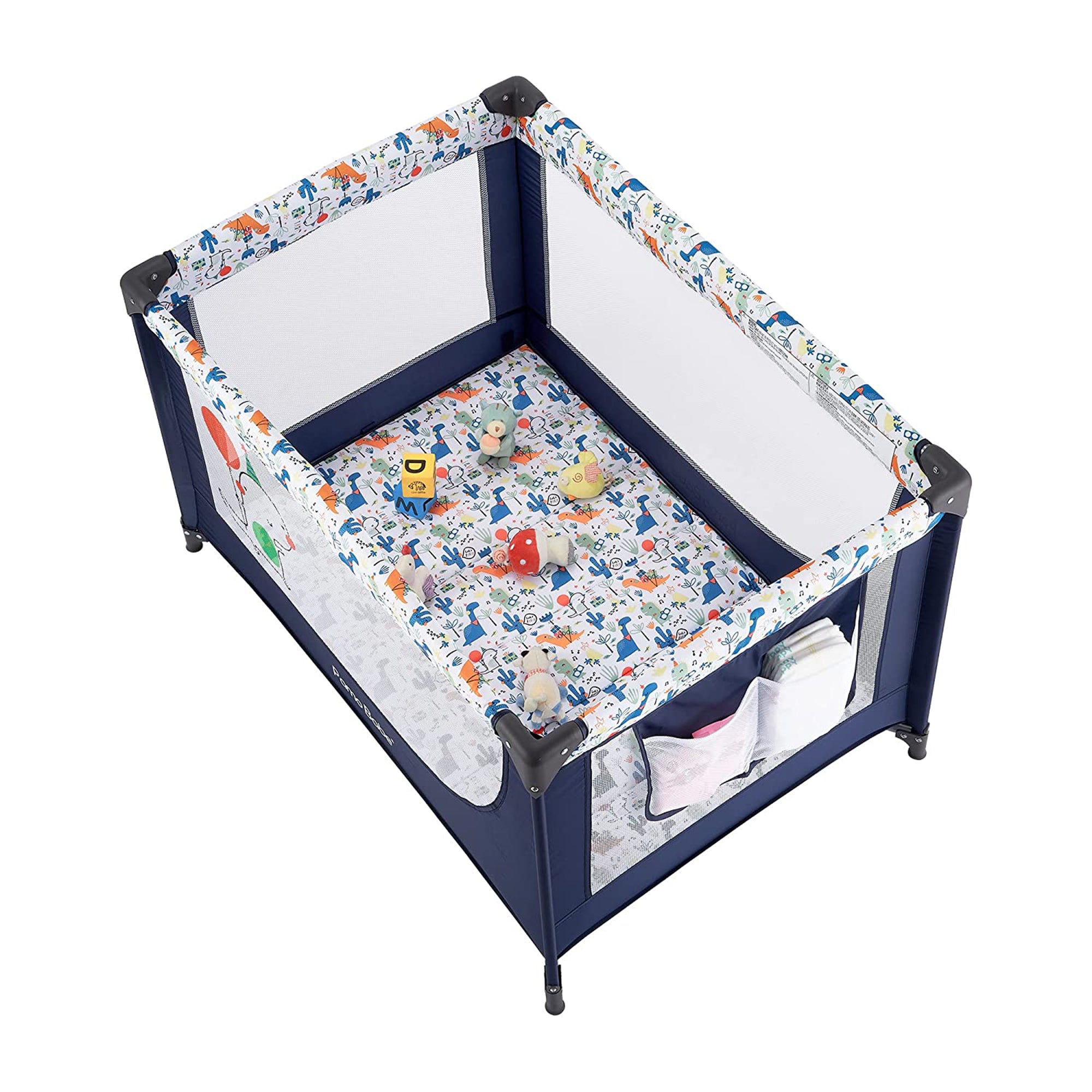 Pamo Babe Portable Enclosed Baby Playpen Crib with Mattress and Carry Bag, Blue - VMInnovations