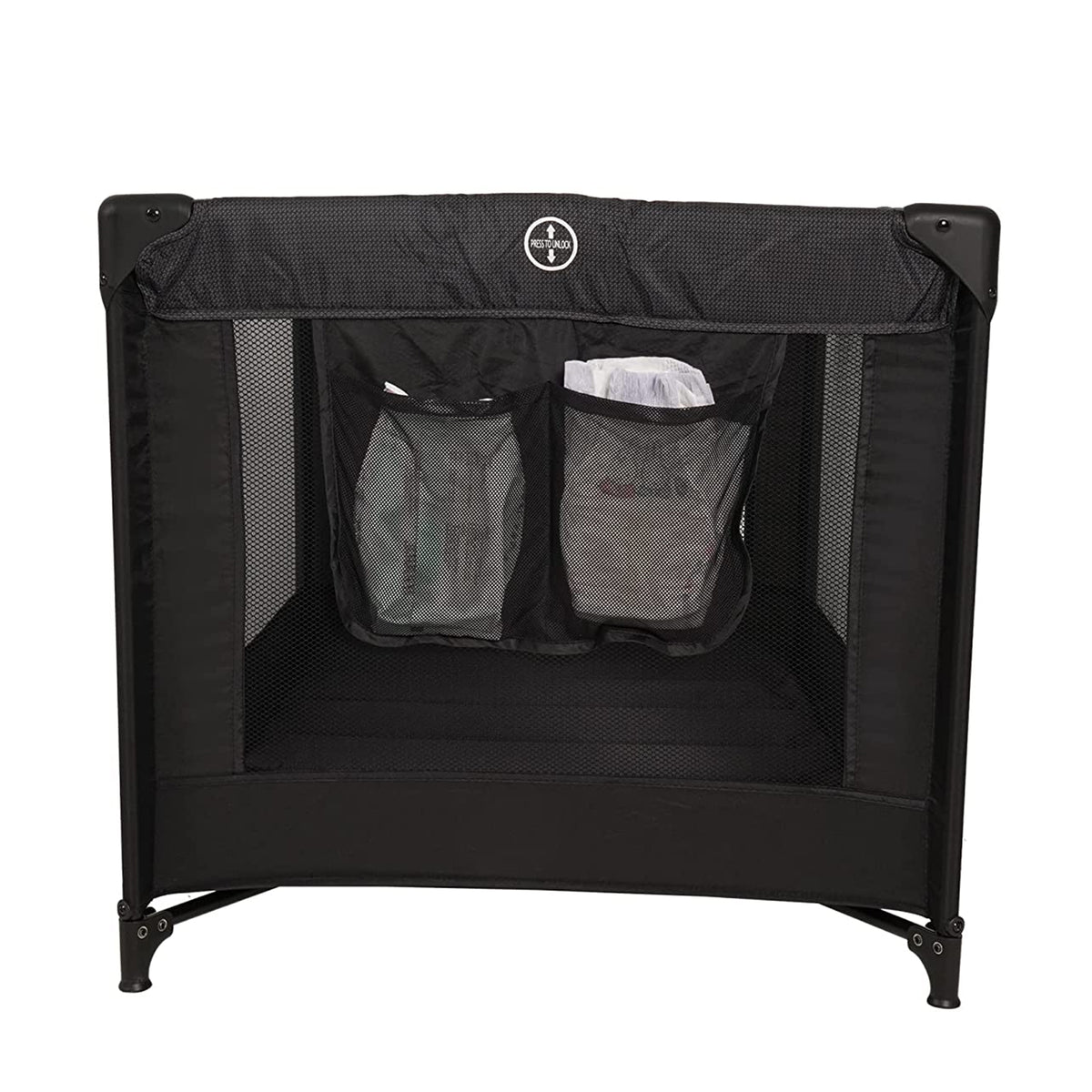 Pamo Babe Portable Enclosed Baby Playpen Crib with Mattress and Carry Bag, Black - VMInnovations