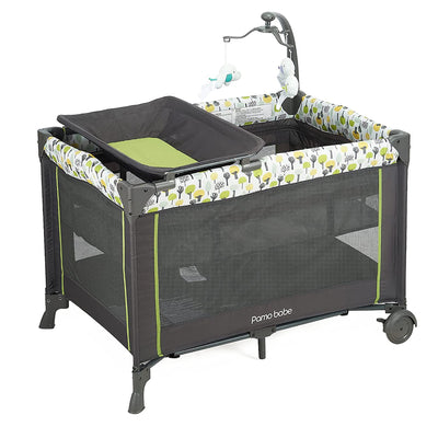 Pamo Babe Bassinet Nursery Center Play Yard Crib with Changing Table, Green - VMInnovations