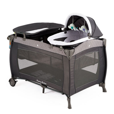 Pamo Babe Newborn Bassinet Nursery Center Play Yard Crib w/ Changing Table, Gray - VMInnovations